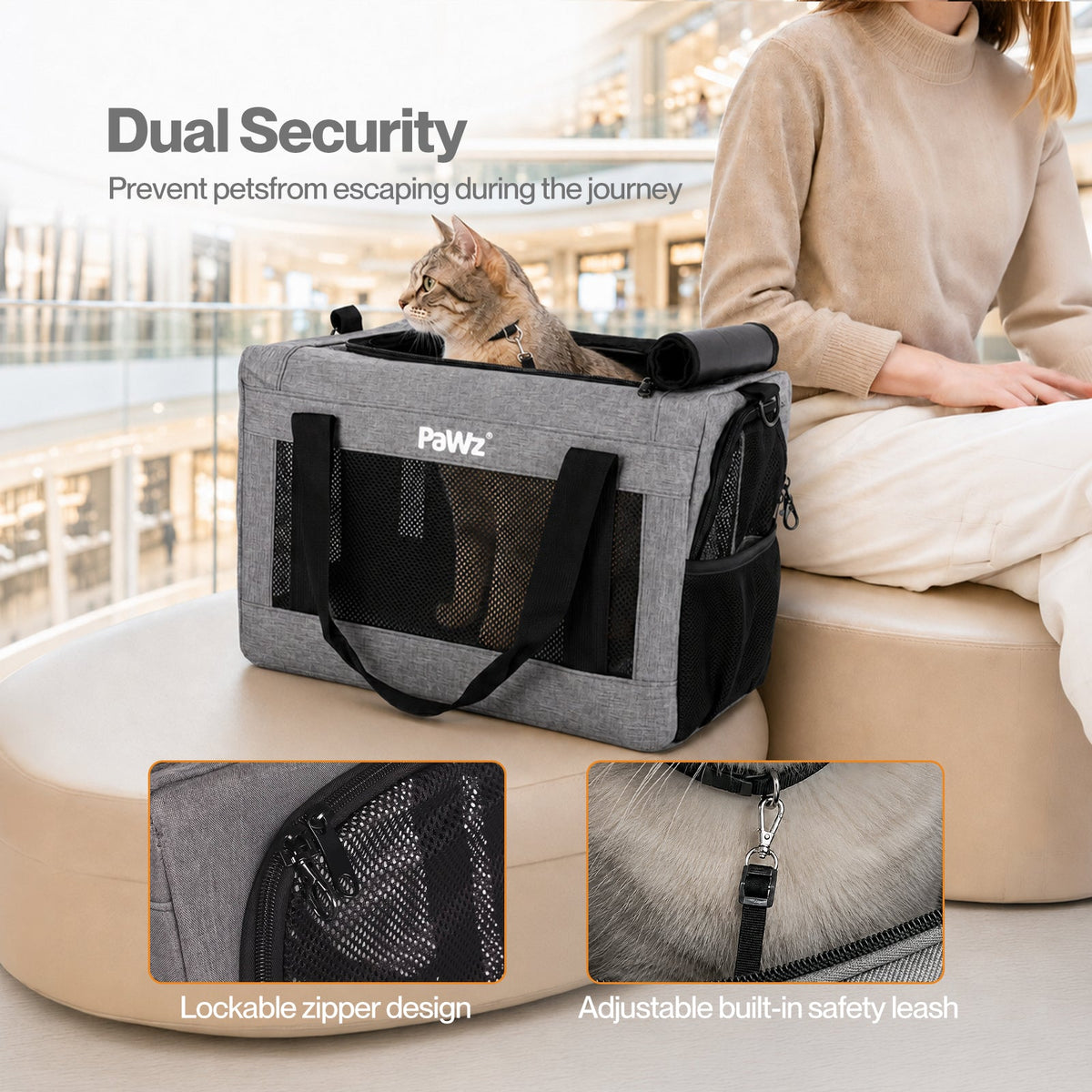 Cat Carrier Airline Approved 5mm Frame Mesh Windows  Oxford