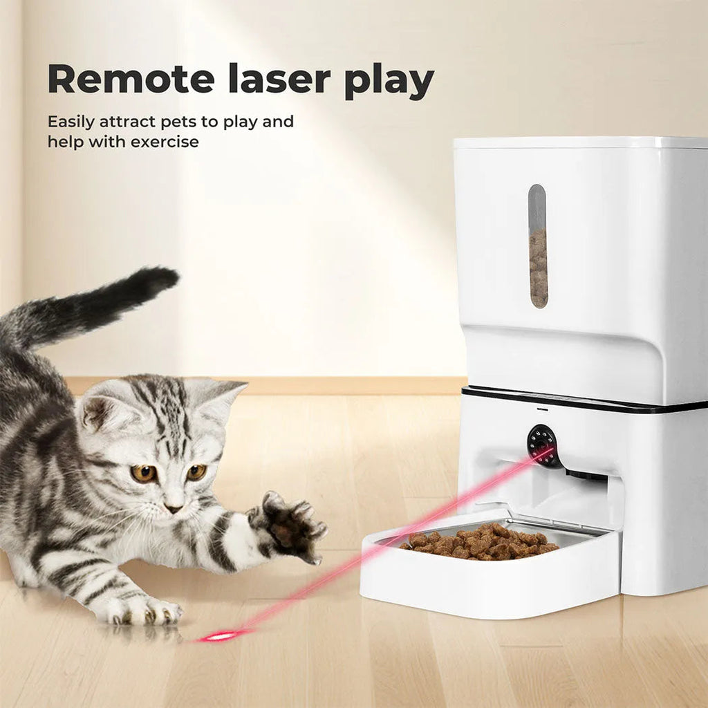2-in-1 Automatic Pet Cat Dog Feeder Laser Toy WiFi Smart Food Dispenser App