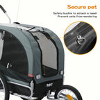 Pet Stroller Bike Trailer Stroller Foldable Pet Trailer 3-IN-1 Outdoor With Sunroof