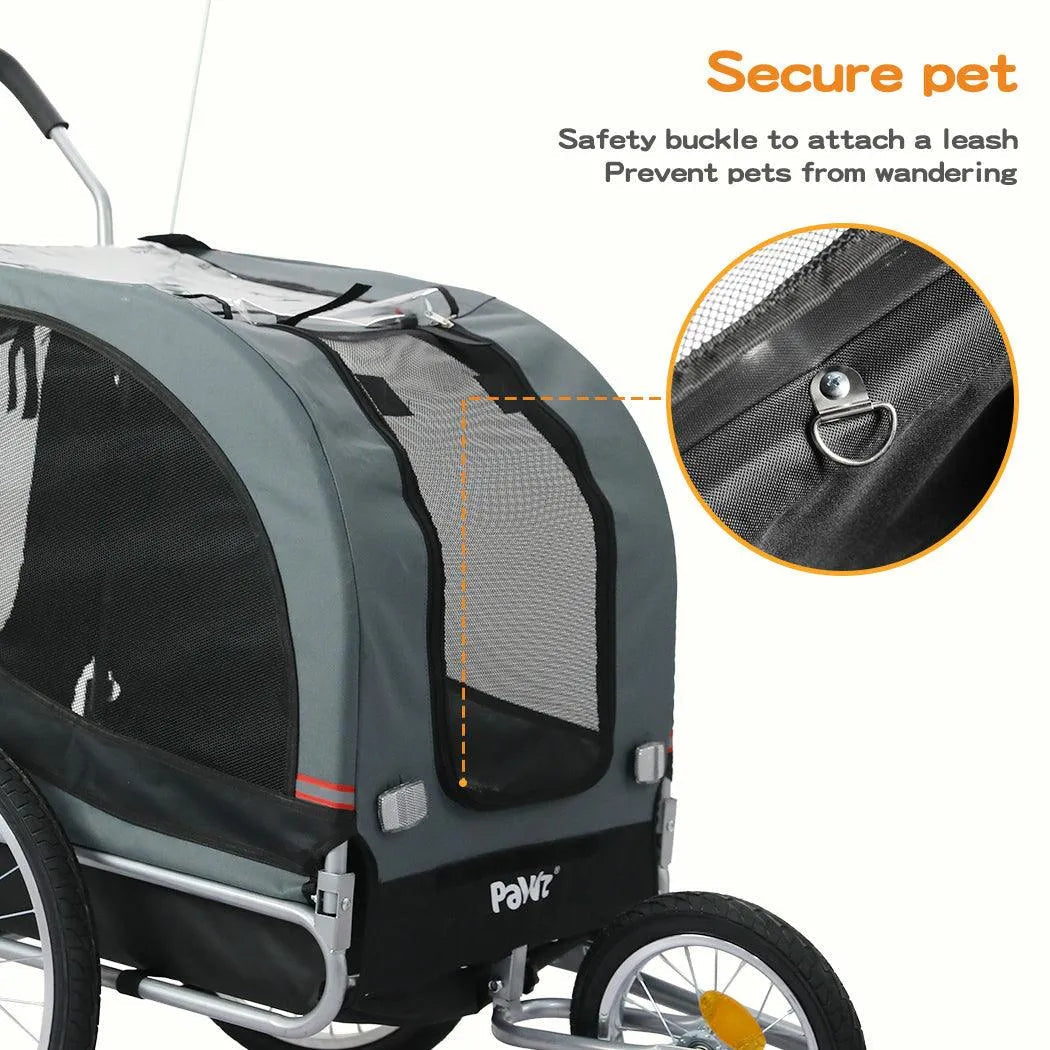 Pet Stroller Bike Trailer Stroller Foldable Pet Trailer 3-IN-1 Outdoor With Sunroof