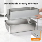 Stainless Steel Cat Litter Box Large Semi-Enclosed Easy Cleaning Pet Toilet