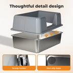 Stainless Steel Cat Litter Box Large Semi-Enclosed Easy Cleaning Pet Toilet