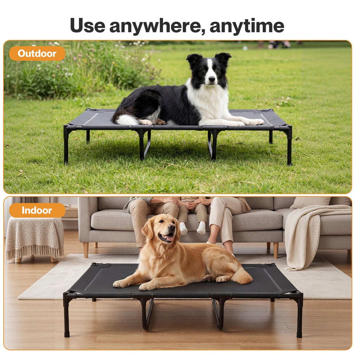 Pawz Elevated Dog Bed Heavy Duty Portable Cot  Waterproof Pet Raised Bed XL Size