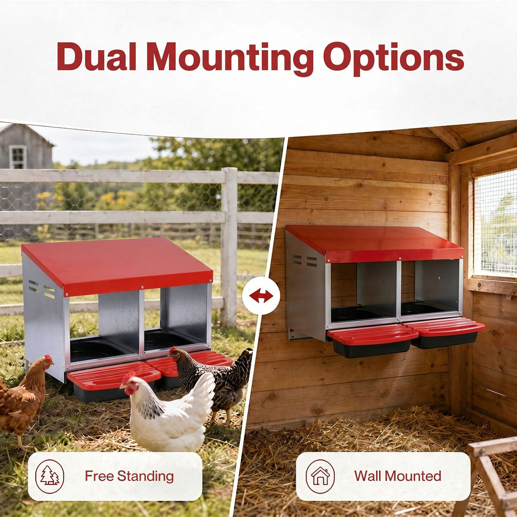 Chicken Nesting Boxes 2 Hole for Rolling Egg Collection Inside Outside