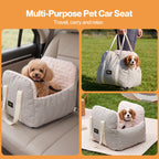 Dog Car Seat  Booster Car Seat With Safety Tether  Linen-Look  Beige