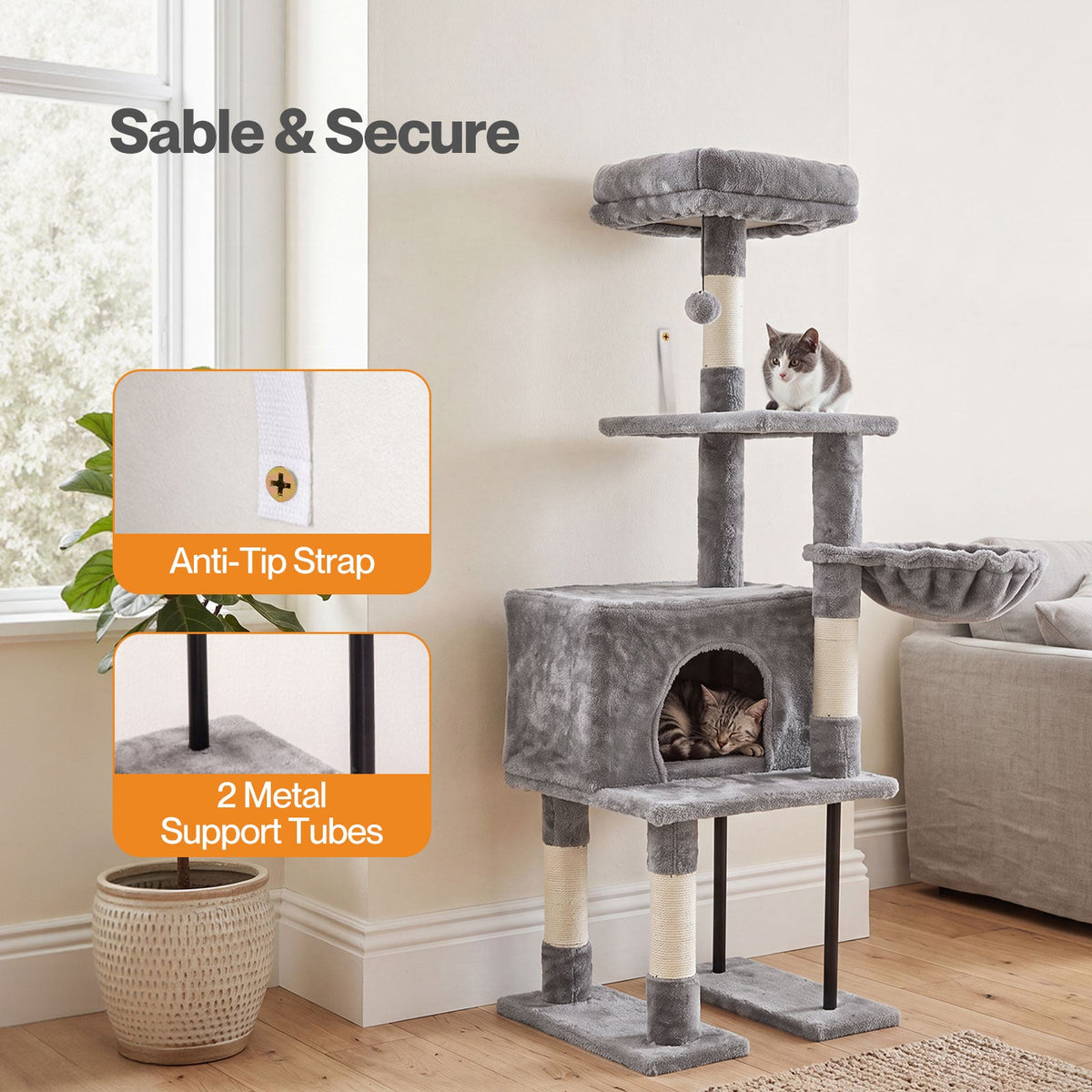 Cat Tree Cat Tower Multi-Level Cat Bed Cat Scratching Post 125cm