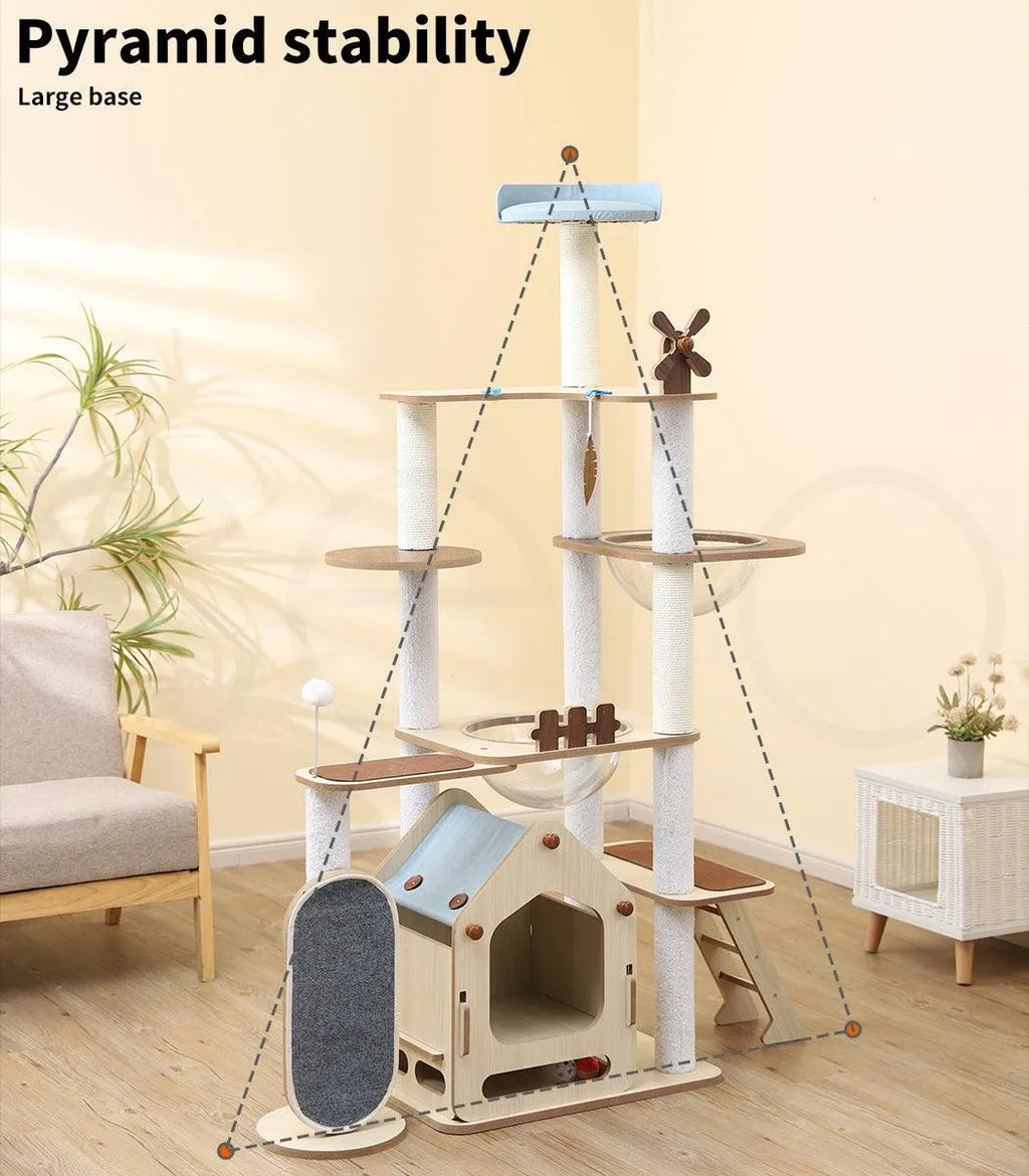 Cat Tree Tower with Wood House 168cm