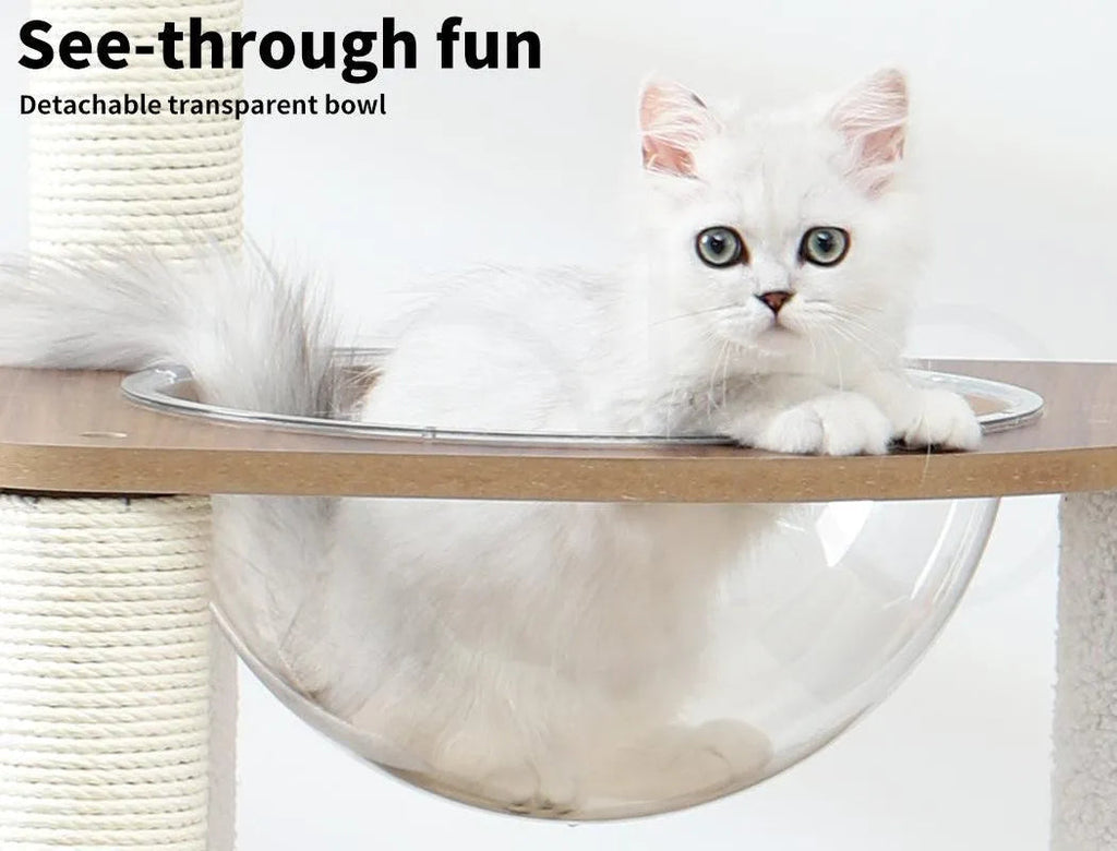 Cat Tree Scratching Post with Wood Condo 138cm