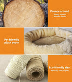 Wooden Cat Tower Scratching Climbing Post 130cm