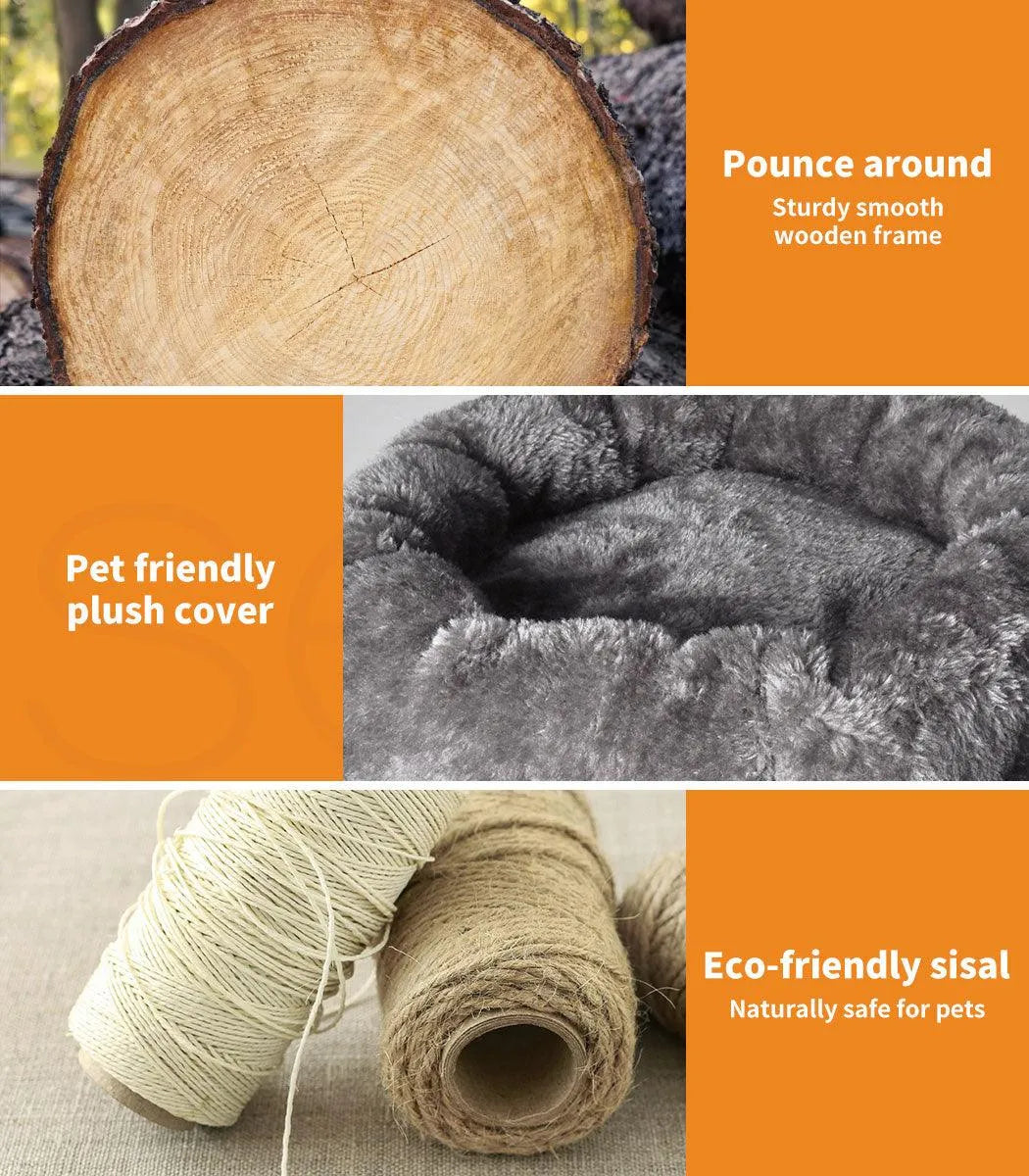 Wooden Cat Tower Scratching Climbing Post 130cm