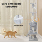 Cat Tree Tower Scratching Post Scratcher 143cm Climbing Tree House Bed Grey