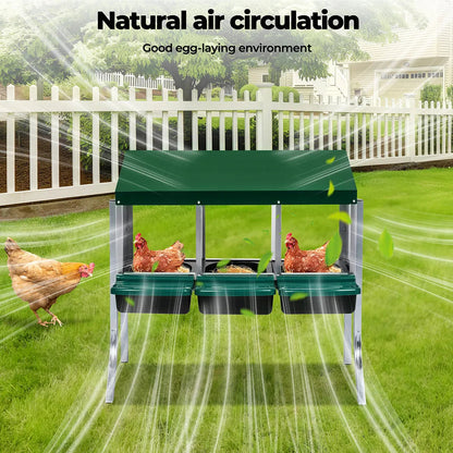Chicken Hen Coop Hutch 3 Hole Inside Outside Roll Away Lay Egg Nesting Box