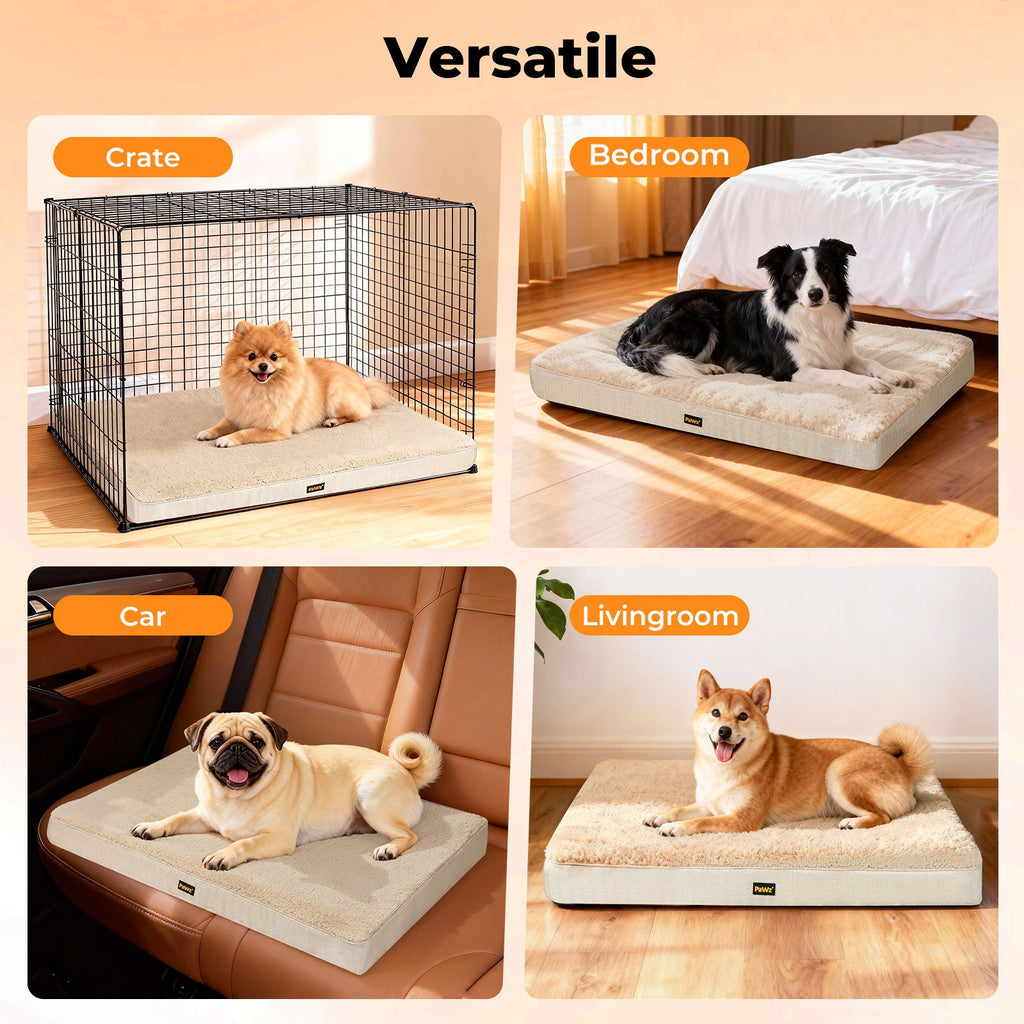 Dog Bed Soft Pet Mat Non-Slip Cushion Beige Removable Washable