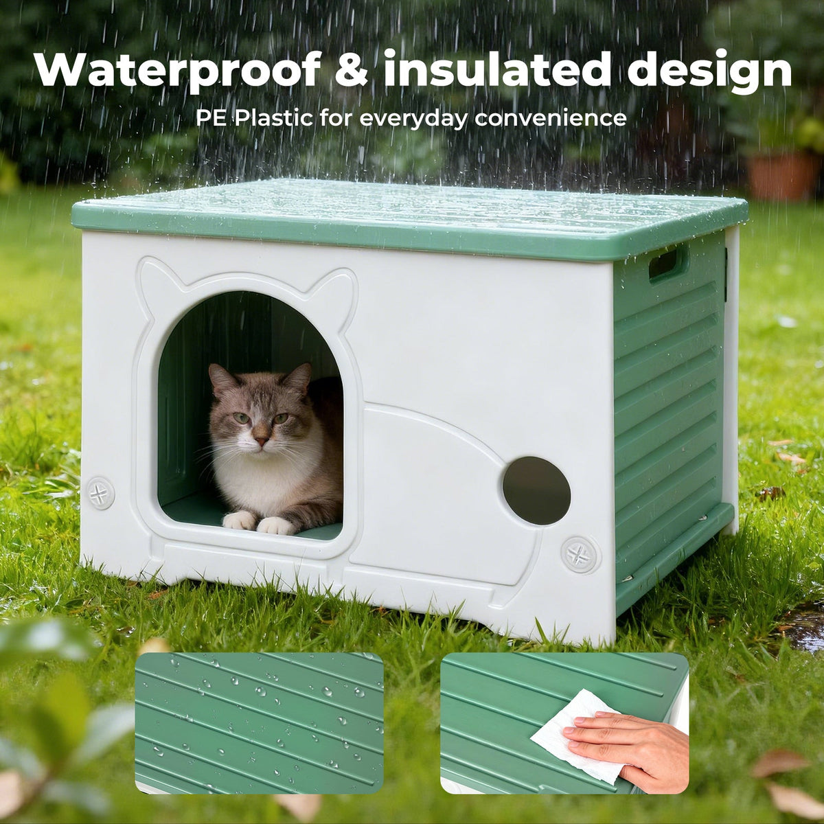 Outdoor Indoor Dogs Cats Kennel Plastic Puppy Pet House Weatherproof