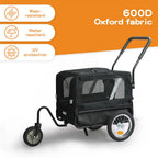Pet Stroller Bike Trailer Stroller Foldable Pet Trailer 2-IN-1 Outdoor With Sunroof