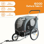 Pet Stroller Bike Trailer Stroller Foldable Pet Trailer 3-IN-1 Outdoor With Sunroof