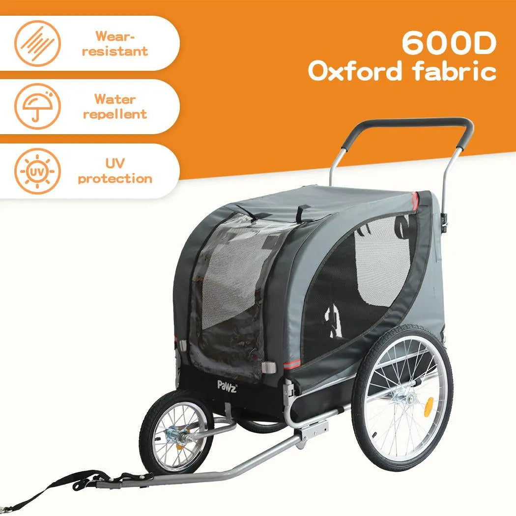 Pet Stroller Bike Trailer Stroller Foldable Pet Trailer 3-IN-1 Outdoor With Sunroof