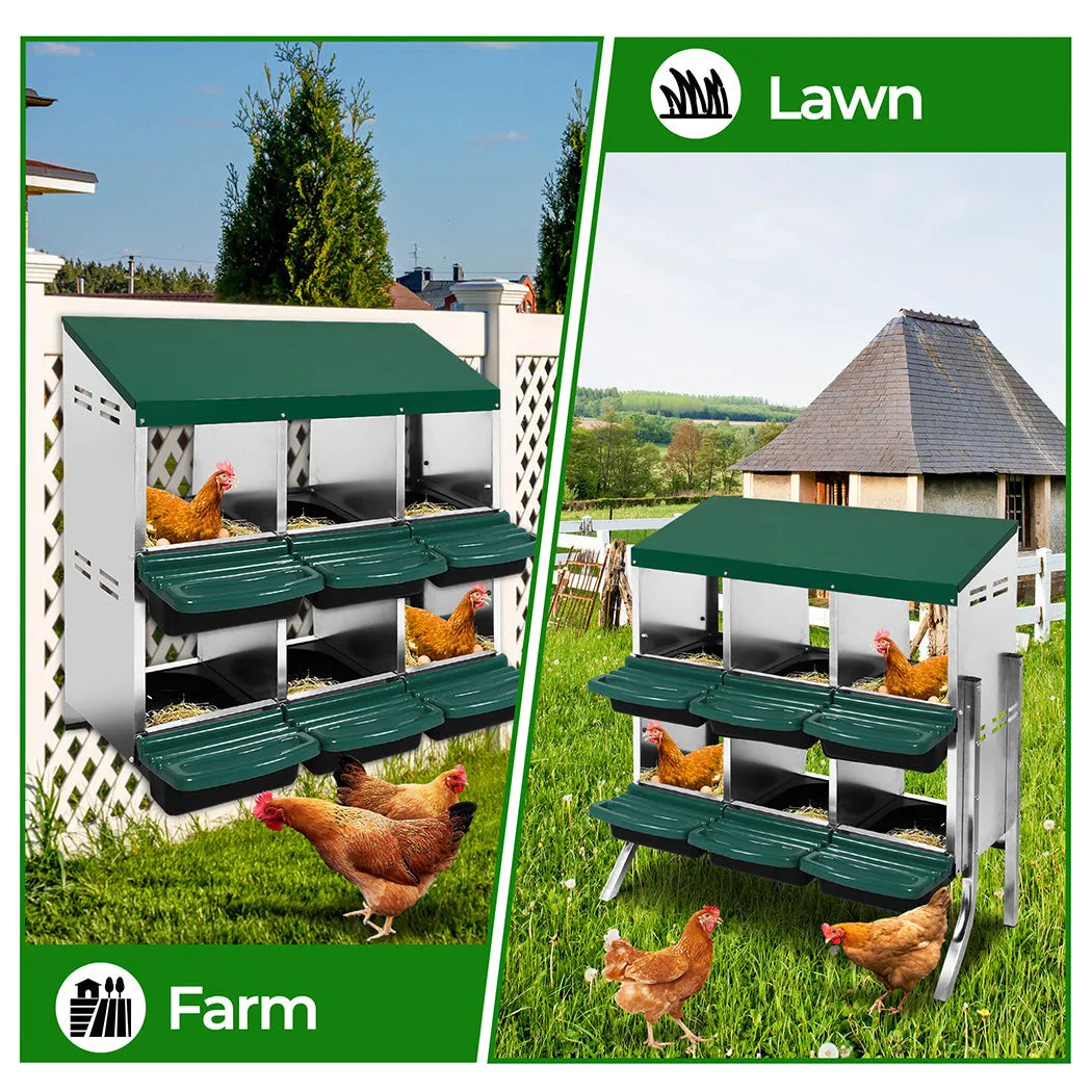 Chicken Hen Coop Hutch 3 Hole Inside Outside Roll Away Lay Egg Nesting Box