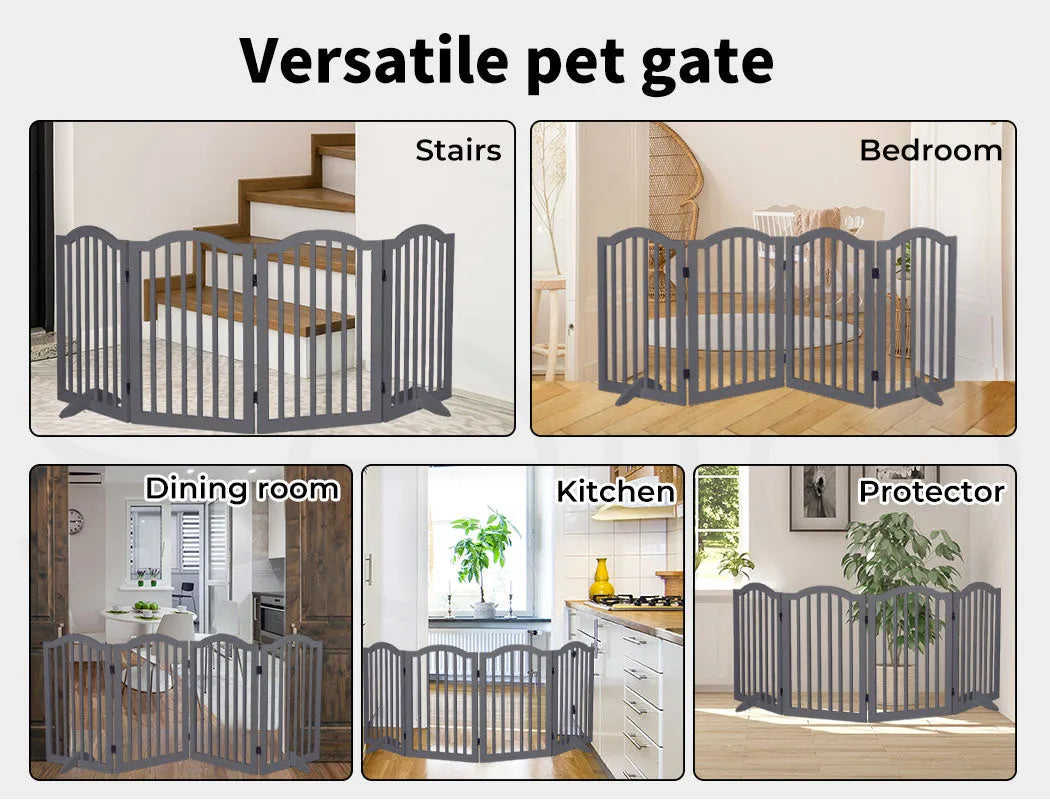 Freestanding Wooden Pet Gate Door 3/4 Panels
