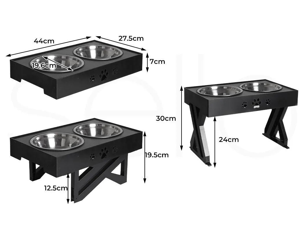 Elevated Pet Feeder Food Water Double Bowl