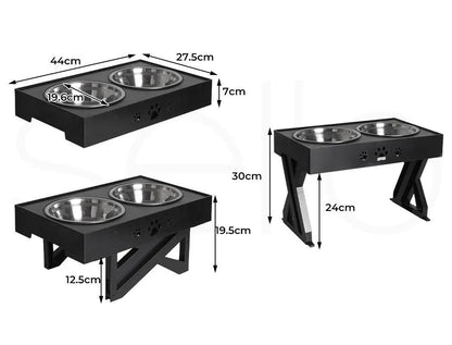 Elevated Pet Feeder Food Water Double Bowl