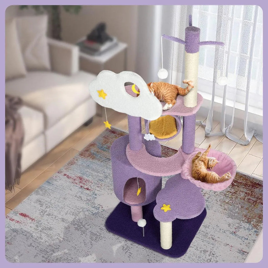 Cat Tree Condo Scratching Post Multi-Level - Purple