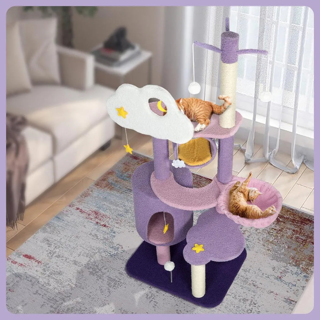 Cat Tree Condo Scratching Post Multi-Level - Purple