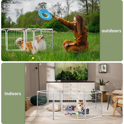 8 Panel Dog Playpen White