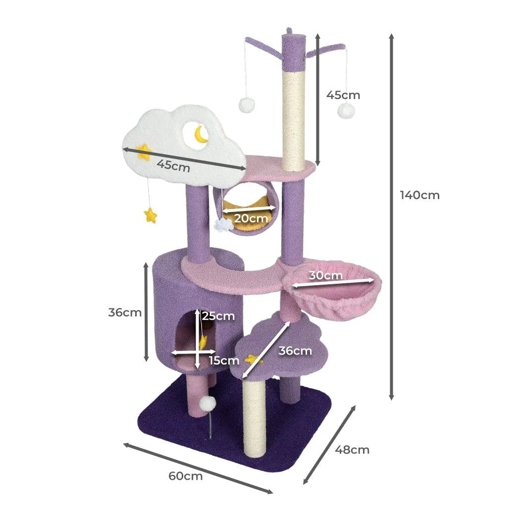 Cat Tree Condo Scratching Post Multi-Level - Purple