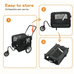 Pet Stroller Bike Trailer Stroller Foldable Pet Trailer 2-IN-1 Outdoor With Sunroof