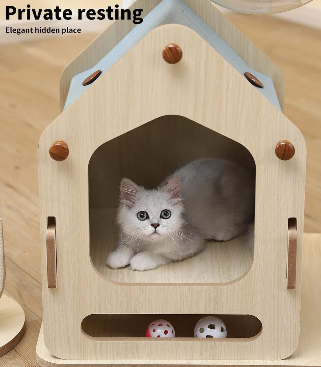 Cat Tree Tower with Wood House 168cm