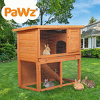 Rabbit Hutch Chicken Coop Large 2 Storey Wooden House Run Cage Outdoor