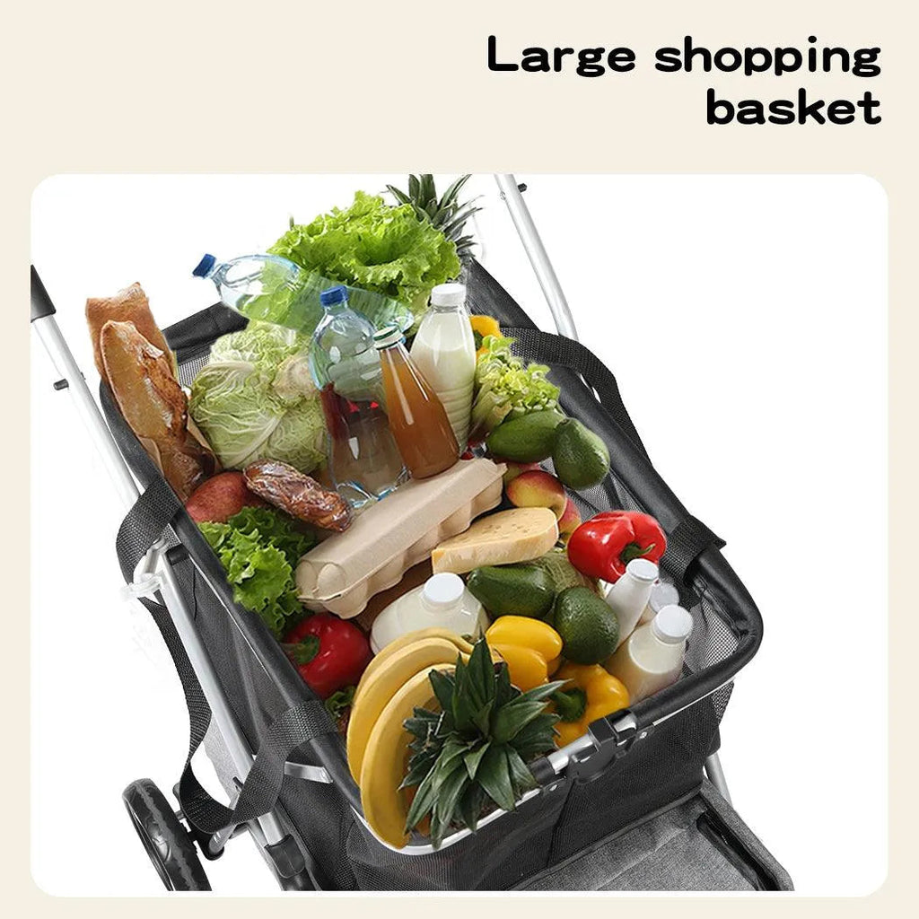 Pet Stroller 2-Tier Pram Dog Cat Carrier Foldable Large 4 Wheels Shopping
