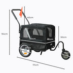 Pet Stroller Bike Trailer Stroller Foldable Pet Trailer 2-IN-1 Outdoor With Sunroof