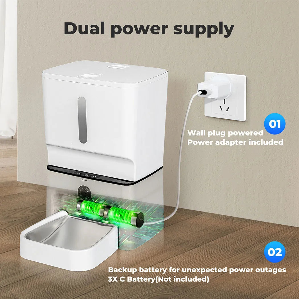 2-in-1 Automatic Pet Cat Dog Feeder Laser Toy WiFi Smart Food Dispenser App