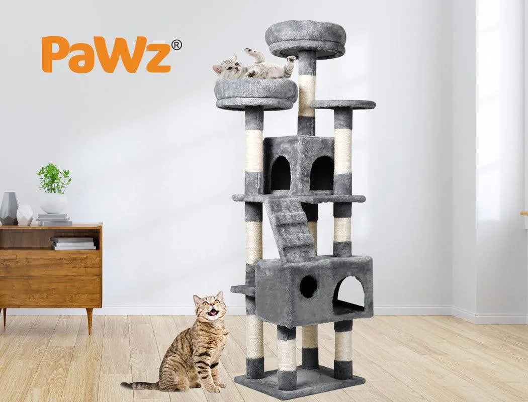 Cat Scratching Post Tower House Grey 141cm