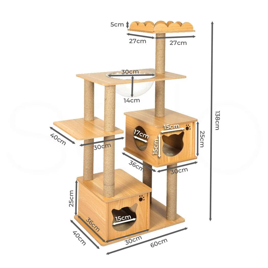 Cat Tree Scratching Post with Cat Face House