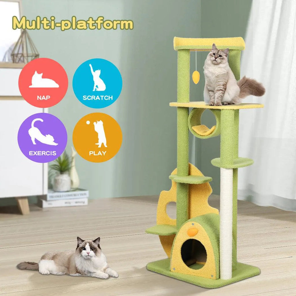 Cat Tree Scratching Post Multi-Level - Green 146cm