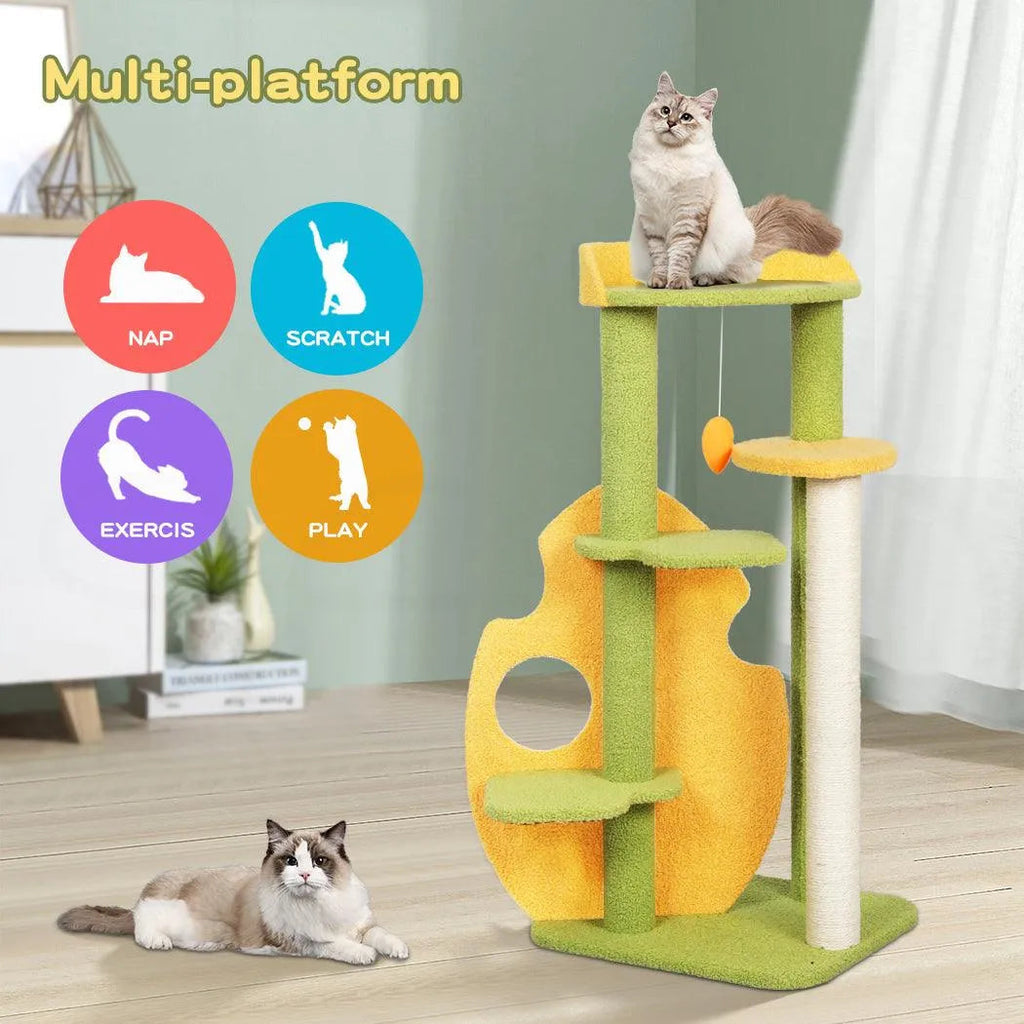 Cat Tree Two-Levels - Green 100cm