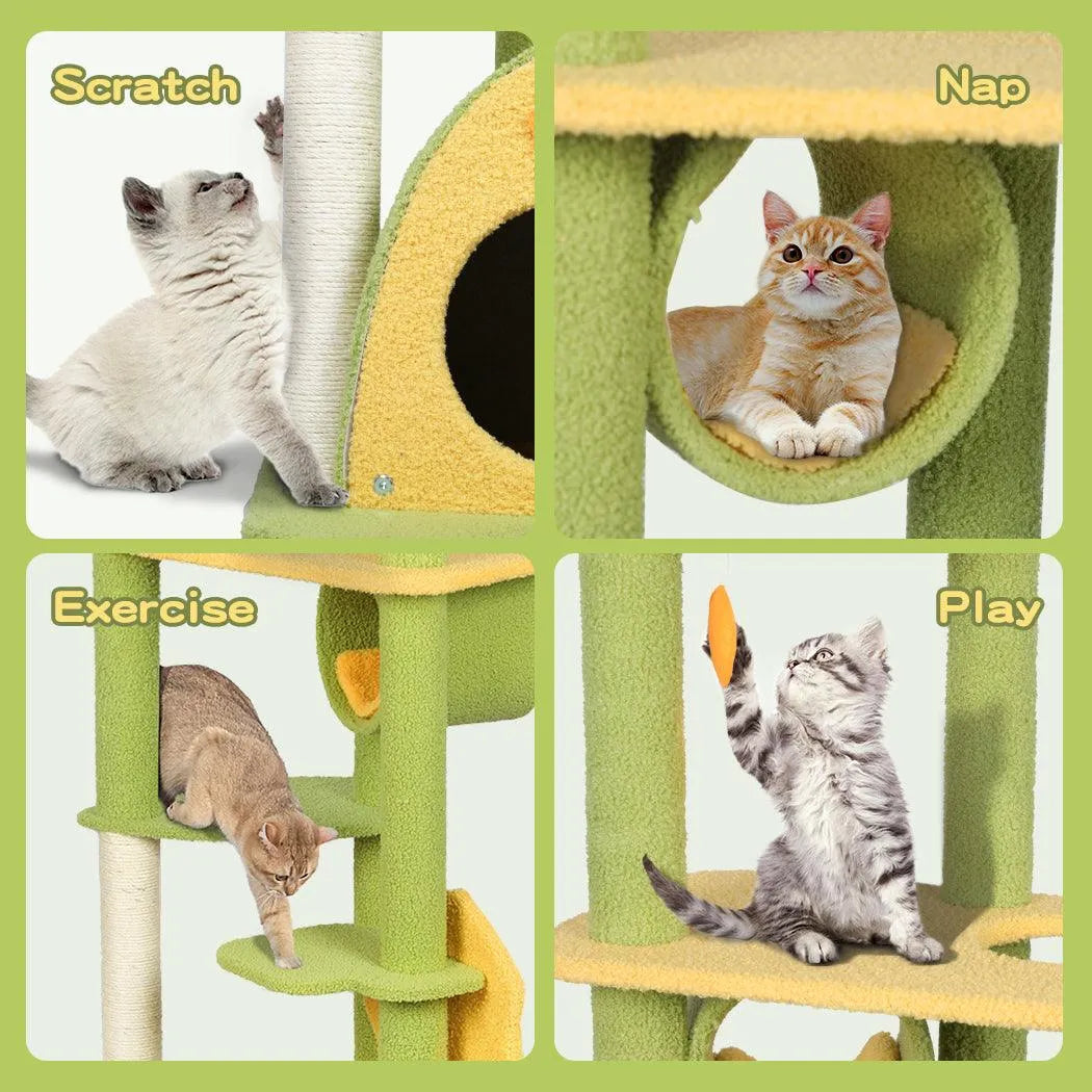 Cat Tree Scratching Post Multi-Level - Green 146cm