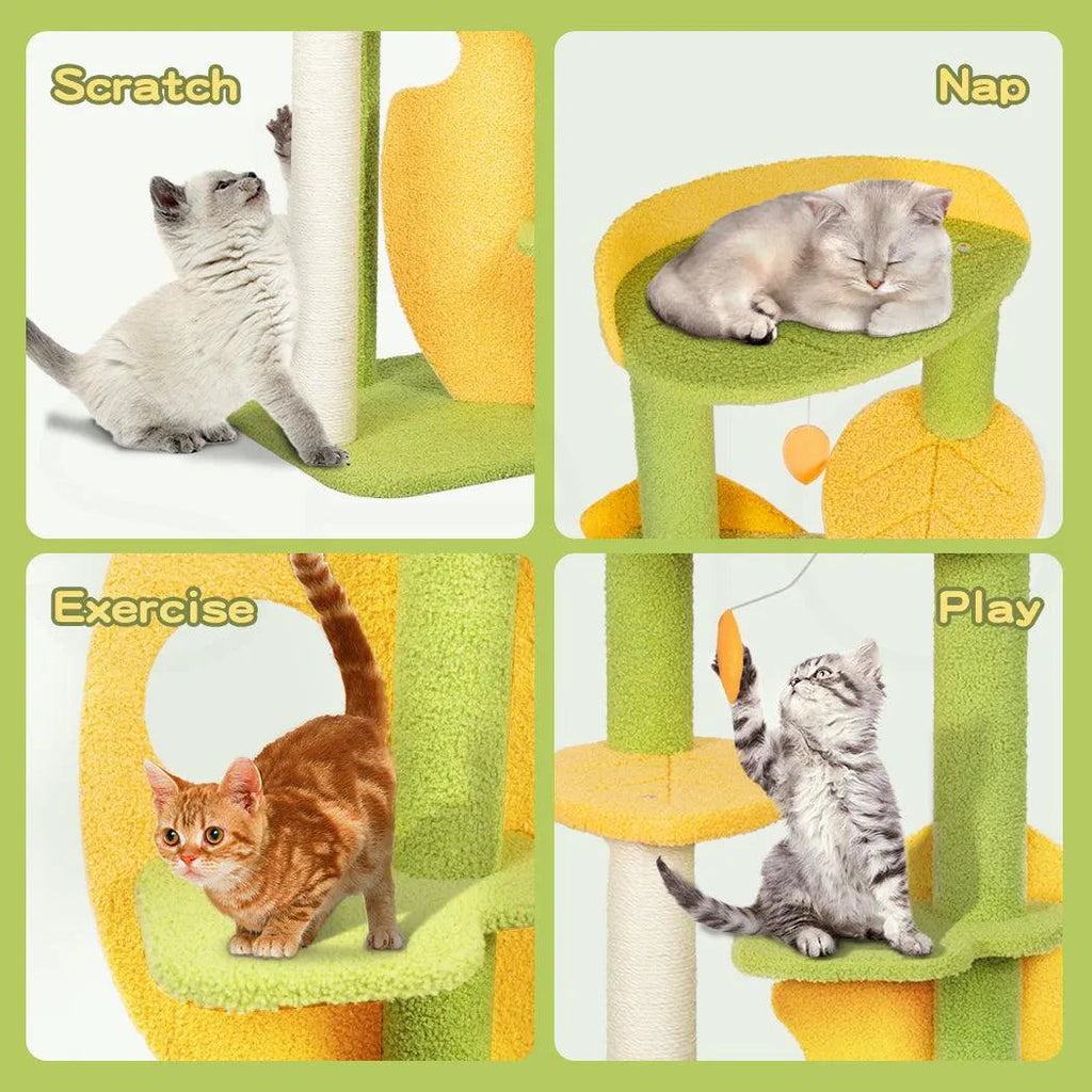 Cat Tree Two-Levels - Green 100cm