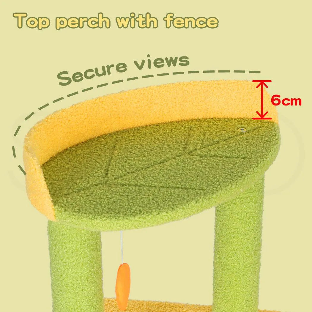 Cat Tree Two-Levels - Green 100cm