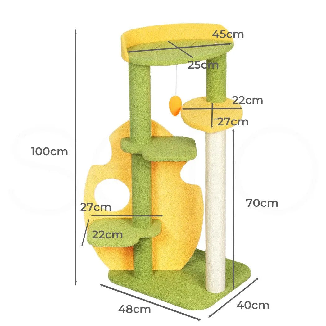 Cat Tree Two-Levels - Green 100cm