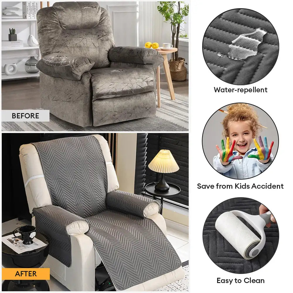 Water-Repellent Furniture Protection Recliner Couch Cover with Elastic Straps - Classic W