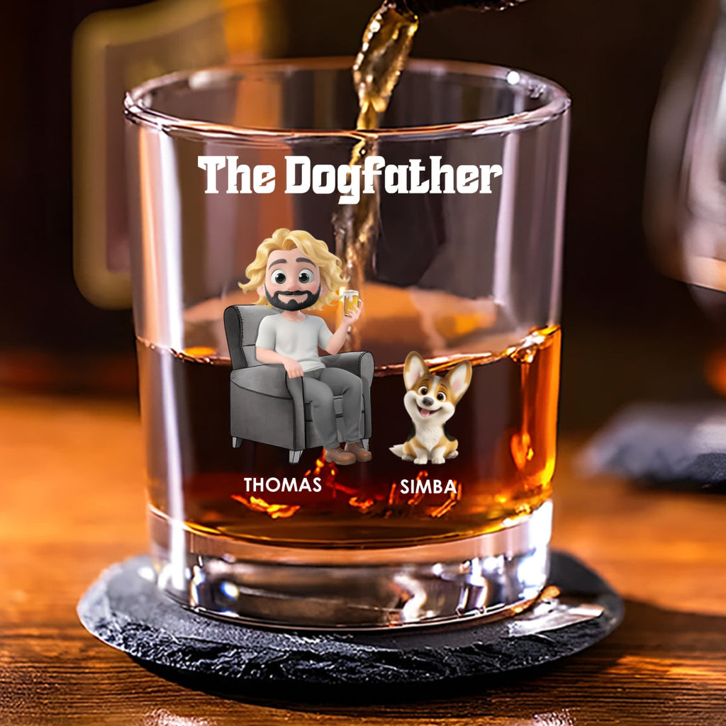 The Dogfather Version 2 - Personalized Whiskey Glass