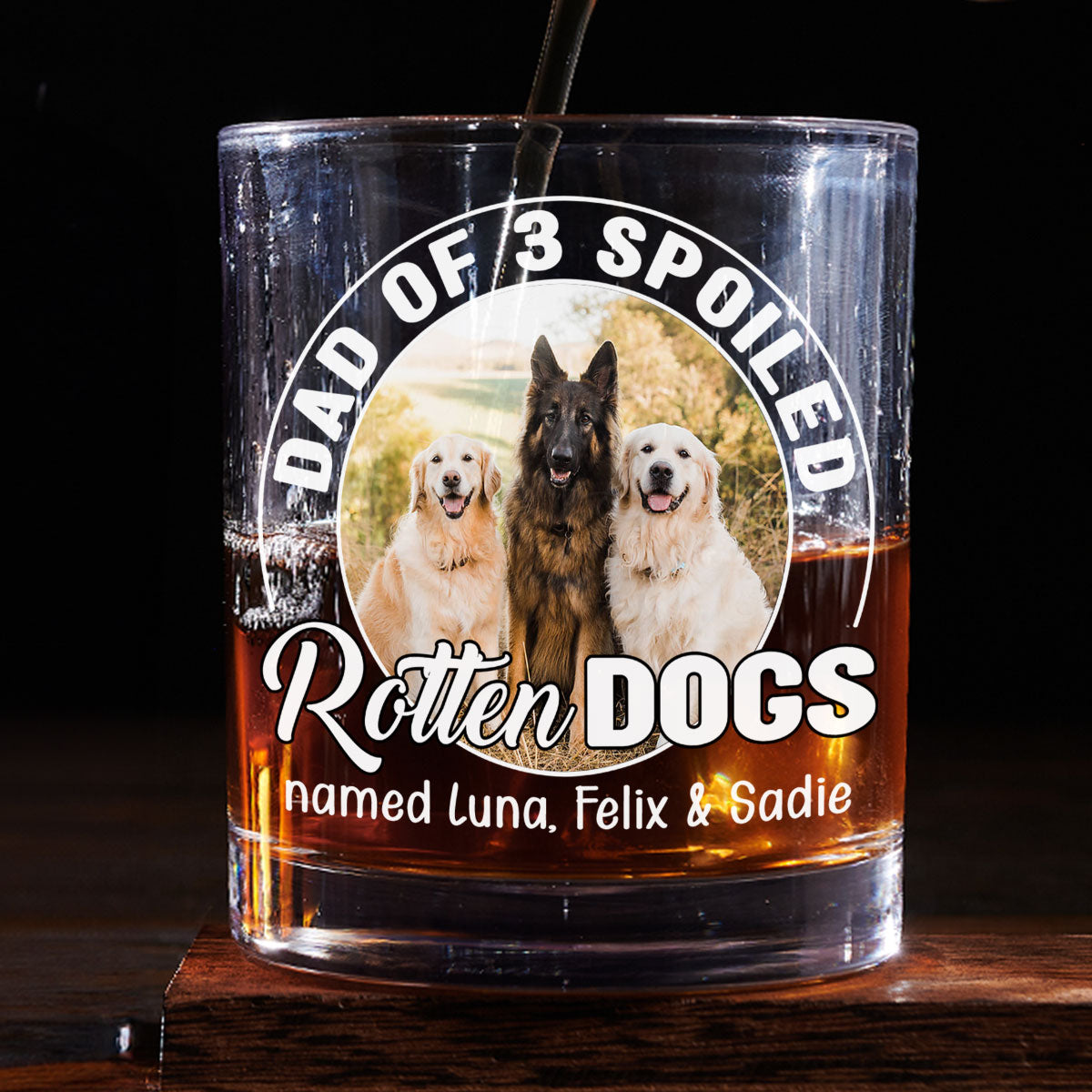 Rotten Dogs Photo - Personalized Whiskey Glass