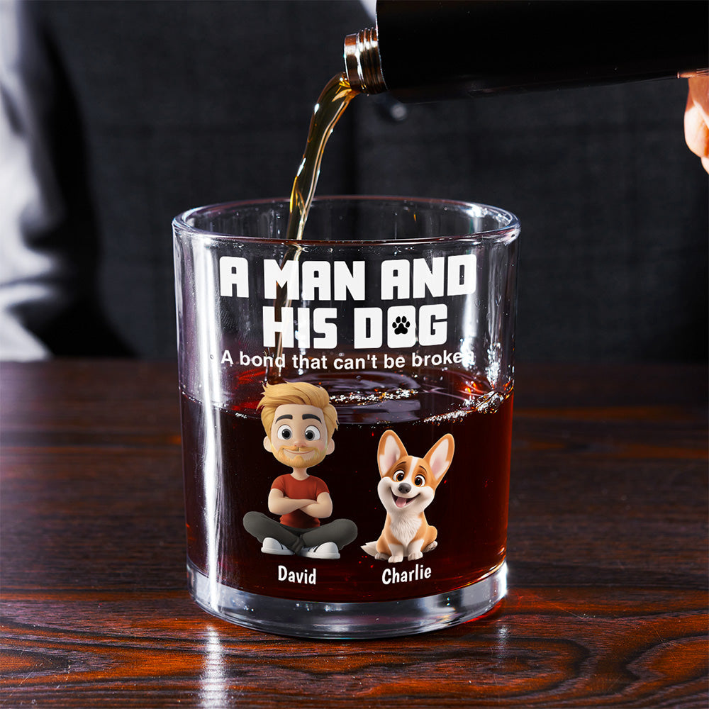A Man And His Dogs - Personalized Whiskey Glass