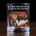 A Man And His Dog Christmas Photo - Personalized Whiskey Glass