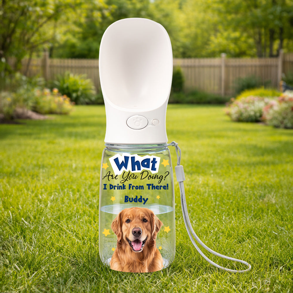 We Drink From There Photo - Personalized Pet Water Bottle With Drinking Feeder