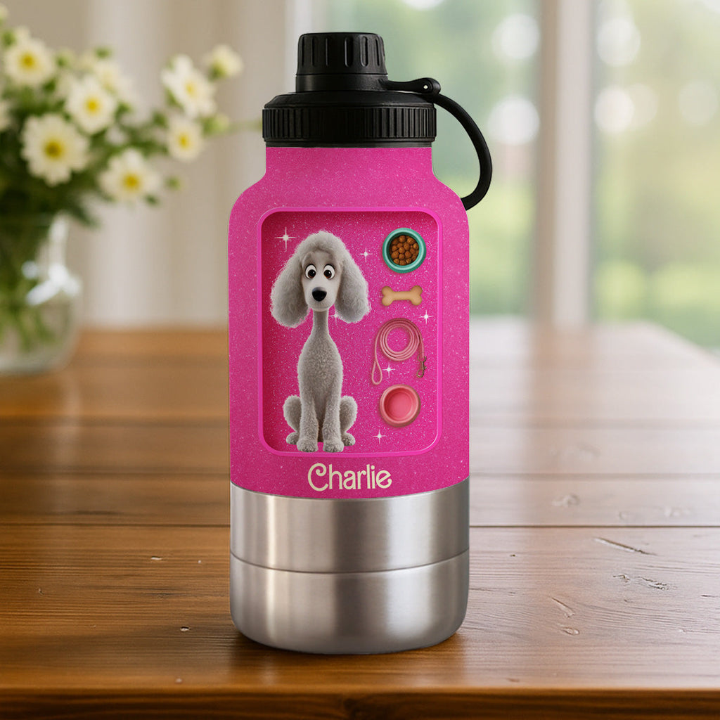Best Dog Mom - Personalized 30oz Water Bottle With Pet Bowl